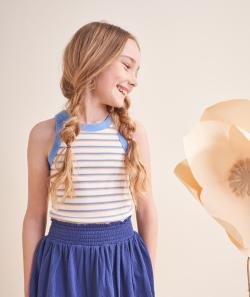 Haut sans manches fille encolure américaine en coton bio coloré - 5 A