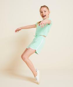 Short fille en coton bio vert pastel - 9 A