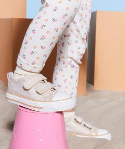 Baskets fille à scratch pailletés et couleur dorée - 27
