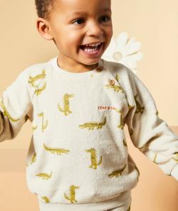 Sweat bébé garçon matière éponge en fibres recyclées imprimé crocodiles - 12 M