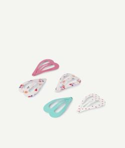 Lot de 5 barettes bébé fille en forme de coeur imprimés ou unis - TU