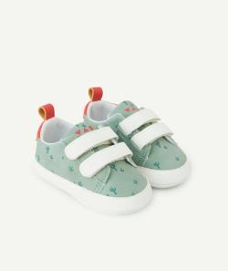 Chaussons style baskets bébé garçon verts imprimés cactus - 3-6 M