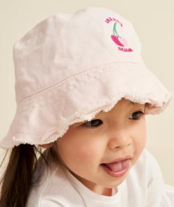 Bob bébé fille en coton rose pâle avec message et cerises brodés - 36 M