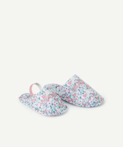 Chaussons fille imprimés fleurs avec message rose brodé - 36-37
