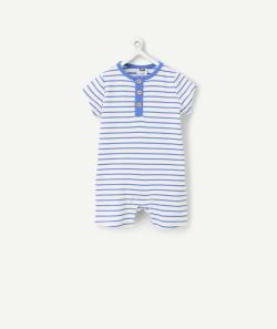 Dors bien bébé léger en coton bio à rayures bleues - 24 M