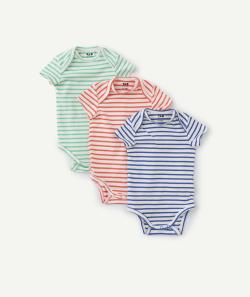 Lot de 3 body manches courtes bébé marinière - 24 M