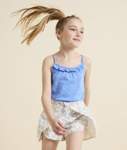 Short fluide fille en viscose responsable imrprimé fleuri avec ouvertures - 6 A