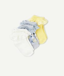 Lot de 3 paires de socquettes bébé fille avec volants brodés - 18-20