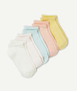 Lot de 5 paires de socquettes fille colorées avec festons - 31-34