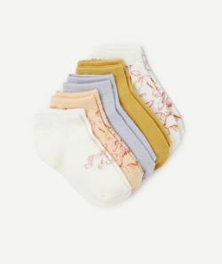 Lot de 5 paires de socquettes fille orange jaune et bleu thème frutis - 27-30