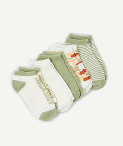 Lot de 5 paires de socquettes garçon vert et blanc avec imprimés - 27-30