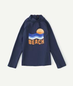 T-shirt manches longues anti-uv garçon en fibres recyclées bleu marine - 4 A