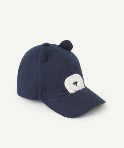 Casquette bébé garçon bleu marine thème ourson avec détails bouclettes - 24-36M