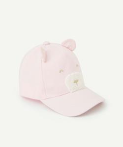 Casquette bébé fille rose thème ourson avec détails bouclettes - 3-6 M