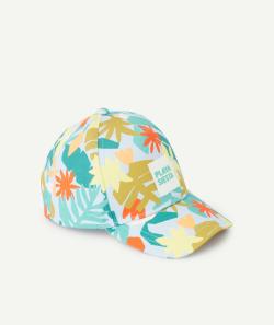Casquette bébé garçon bleue avec patch brodé et imprimé feuille - 3-6 M