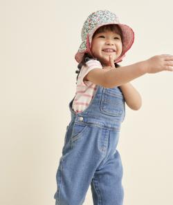 Bob bébé fille en coton imprimé à rayures roses et fleuri - 3-6 M