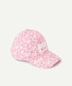 Casquette bébé fille imprimé fleurs et patch brodé club bisous - 3-6 M