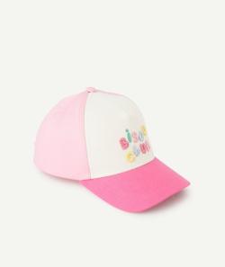 Casquette bébé fille rose et blanche message brodé bisou club - 9-18M