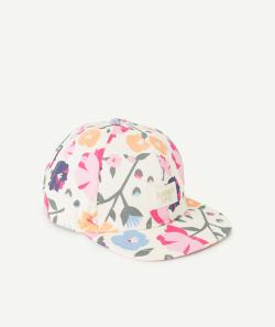 Casquette fille écrue avec imprimé fleuri et patch brodé - 8-10 A