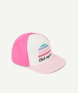 Casquette fille rose avec message et motif brodé coloré - 8-10 A