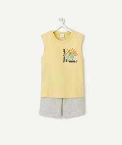Pyjama sans manches garçon en coton bio jaune thème amigo - 3 A