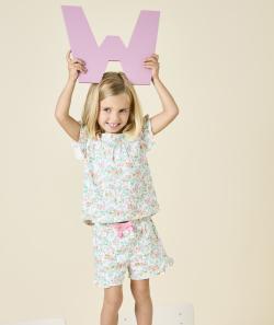 Pyjama fille en coton bio blanc imprimé fleurs - 6 A