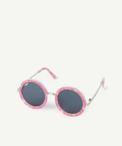 Lunettes de soleil fille rondes roses avec imprimé à fleurs - TU