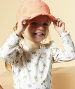 Casquette bébé fille orange fluo avec coeur en relief - 24-36M