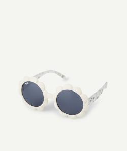 Lunettes de soleil bébé fille forme fleurs écrues - TU