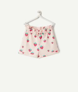 Short bébé fille en coton biologique rose imprimé fraises - 3 M
