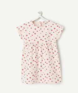 Robe en maille bébé fille en coton bio rose imprimé fraises - 18 M