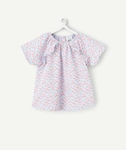 Blouse manches courtes bébé fille violette imprimé roses - 24 M