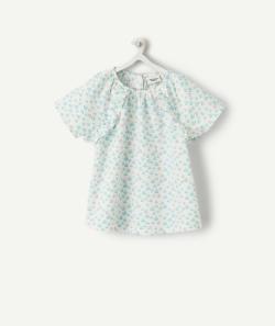 Blouse manches courtes bébé fille en coton imprimé fleuri rose et bleu - 24 M