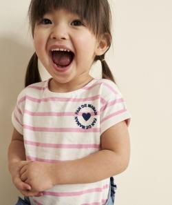 T-shirt bébé fille en coton bio avec message fan de maman - 12 M