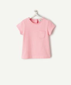 T-shirt manches courtes bébé en coton biologique rose avec poche - 18 M