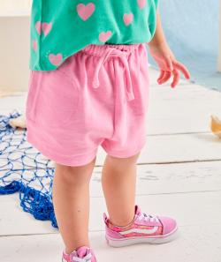 Short bébé fille en coton biologique rose - 12 M