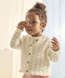 Cardigan bébé fille en coton bio et crochet écru - 24 M