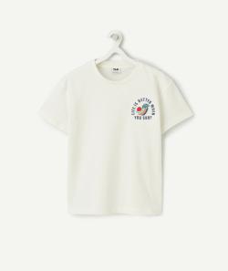 T-shirt manches courtes garçon en coton bio blanc thème surf - 6 A