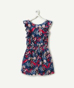 Combi-short fille en viscose responsable bleue imprimé jungle avec dos ouvert - 4 A