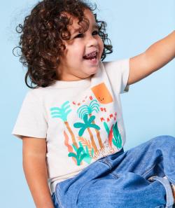 T-shirt manches courtes bébé garçon en coton bio motif thème tigre - 24 M