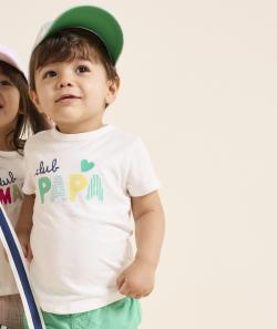 T-shirt bébé garçon en coton bio blanc message club papa - 9 M