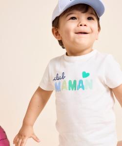T-shirt bébé garçon en coton bio message club maman - 18 M