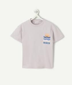 T-shirt garçon en coton bio violet broderies thème beach - 6 A