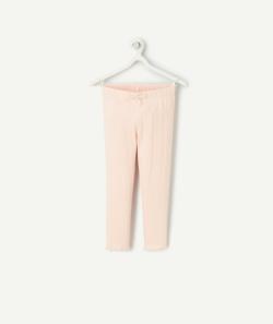 Legging court fille en coton bio rose avec festons - 2-3 A