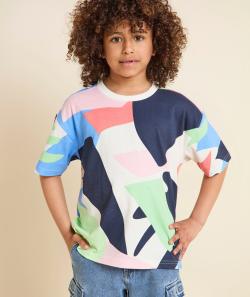 T-shirt manches courtes garçon en coton bio imprimé hawaien - 12 A