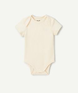 Body manches courtes bébé côtelé écru avec message mini nous - 12 M
