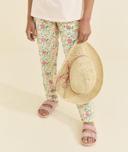 Pantalon fluide fille en viscose responsable avec imprimé à fleurs - 12 A