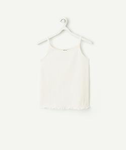 Débardeur fille en coton bio écru côtelé - 4 A