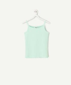 T-shirt sans manches fille en coton bio vert pastel - 8 A