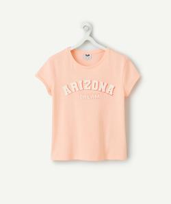 T-shirt manches courtes fille en coton bio rose message arizona - 4 A